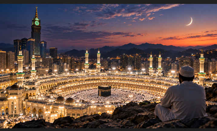 View of Masjid al Haram and the Kaaba in Makkah