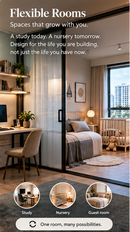 Flexible room design in a Singapore BTO